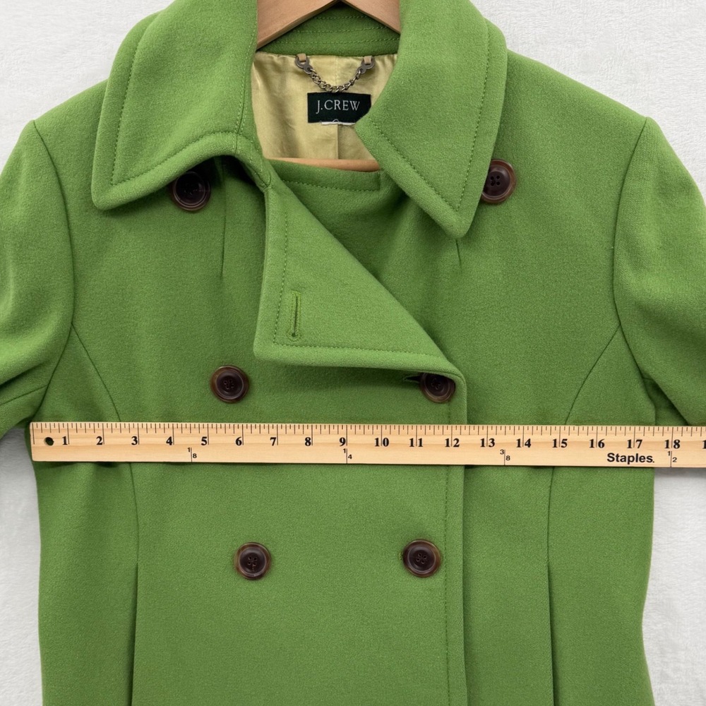 Vintage J. Crew Women's Pea Coat‎ Green XSmall Heritage Prep Wool Old Money - Picture 3 of 11